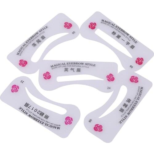 24 Pcs Reusable Stencil Eyebrow Set Eyebrow DIY Drawing Guide Style Shaping Grooming Easy Card Model Makeup Kit