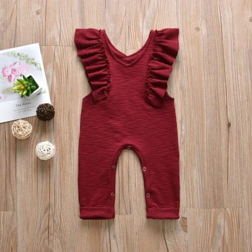 4# Adorable Newborn Infant Baby Boys Girls Long Sleeve Solid Ruffles Romper Jumpsuit Cotton Infant Body Long Sleeve Baby Clothes