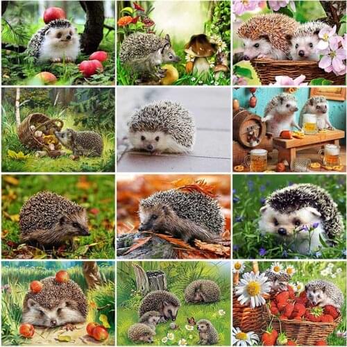 5D Diamond Painting Forest Hedgehog Mushroom Basket DIY Diamond Embroidery Cross Stitch Mosaic Full Round Rhinestones Home Decor