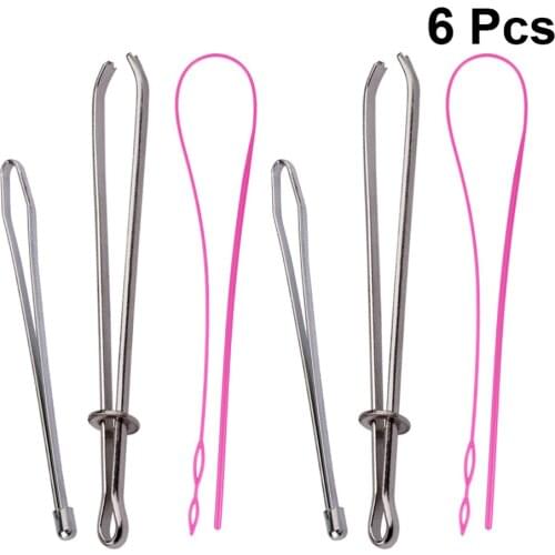 2 Set/6 Pcs Drawstring Threaders DIY Belt Wearers Rubber Band Traction Bars Strainer Household Threading Tool for Home