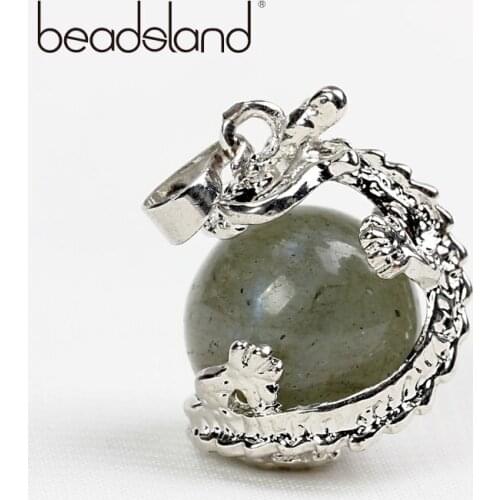 Beadsland Round Inlay Dragon Nature Stone Pendant Ethnic Fashionable For Man Women DIY Necklace Earring Jewellery Gift