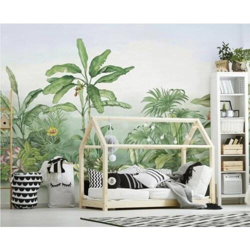 Beibehang Custom wallpaper Hand drawn plant banana tree mural TV background wall living room bedroom background 3d wallpaper