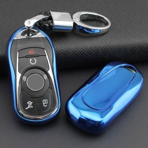 Smart Car Key Case Cover Fob Shell Chain For Buick Regal TourX Sportback Enclave Encore Envision Lacrosse Blue