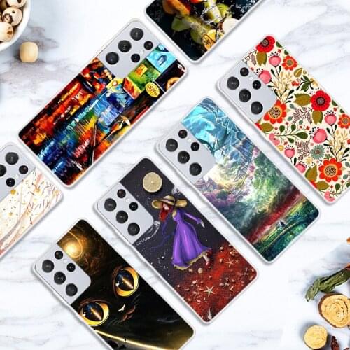 Case For Samsung Galaxy S21 Ultra Phone Cover Back Fitness Silicone Bumper And Softness TPU With Happy Town Series