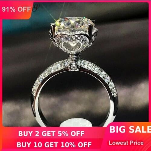 Choucong Heart Shape 100% Real 925 sterling Silver ring 1ct AAAAA Zircon Engagement Wedding Band Rings For Women men Jewelry
