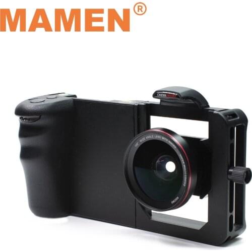 MAMEN Smartphone Rig Cage Stabilizer Bluetooth Handheld Photography Holder With Wide-angle Macro Lens For Vlog Video Shooting