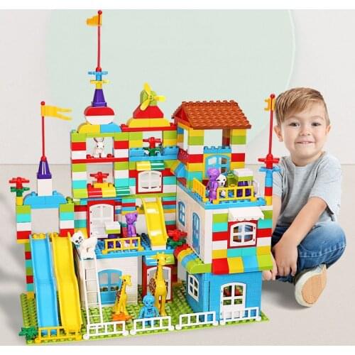 Childrens building blocks puzzle assembled large particle slide blocks wooden table and chairs baby early education toys