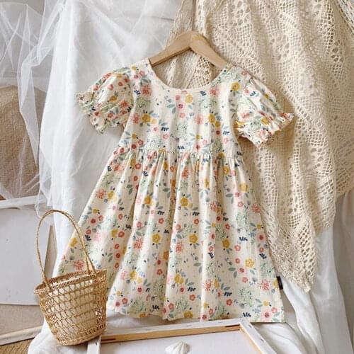 Baby dress 2020 summer new pure cotton breathable pastoral style floral fashion girl princess dress