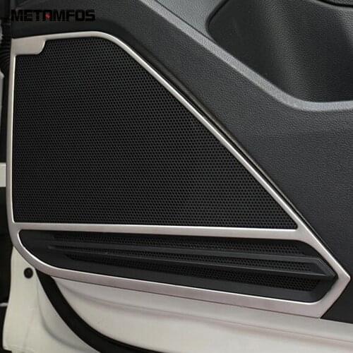 For Volkswagen Tiguan 2017 2018 2019 Car Door Audio Speaker Loudspeaker Cover Trim Stainless Steel Interior Accessories Styling
