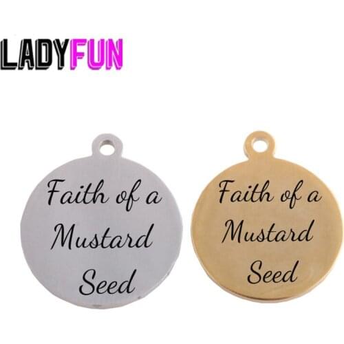 Ladyfun Customizable Stainless Steel Charm Faith Pendant Faith of a Mustard Seed Charms For DIY Jewelry Making