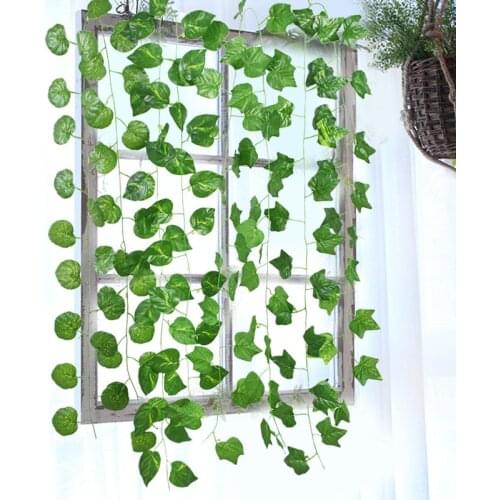 2.3M Artificial Green Plants Wall Hanging Home Decor Ivy Leaves Fake Plant Foliage Vine Simulation Garland Wedding Party Decor