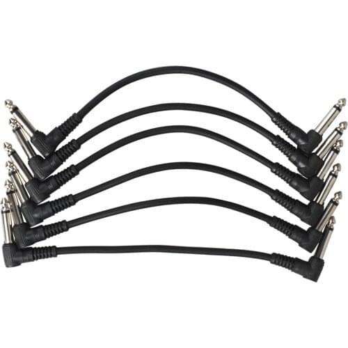 6Pcs Guitar Effect Pedal Cable Connecting Line 6.35Mm To 6.35Mm Audio Cable 21Cm Right Angle Cord Copper Wire Guitar Accessories