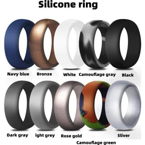 8.7mm Wide Radian Silicone Ring 10 Color Set, Trendy Mens Personalized Ring, Couple Ring Wholesale Ring Trend 7#-14