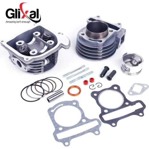 Glixal GY6 60cc 44mm Scooter Engine Rebuild Kit Big Bore Cylinder Kit Cylinder Head assy 4-stroke 139QMB 139QMA Moped Scooter