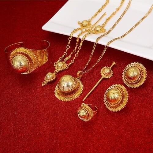 Ethiopian Jewelry Set Habesha Bride Wedding Eritrea Forehead Chain Hair Piece Jewelry Set