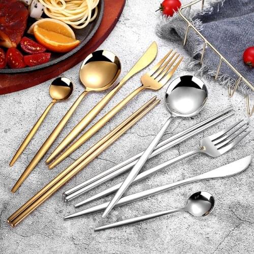 4pcs Upscale Gold Dinnerware Set Stainless Steel Tableware Set Knife Fork Coffee Spoon Flatware Set Dishwasher Safe Cutlery Set