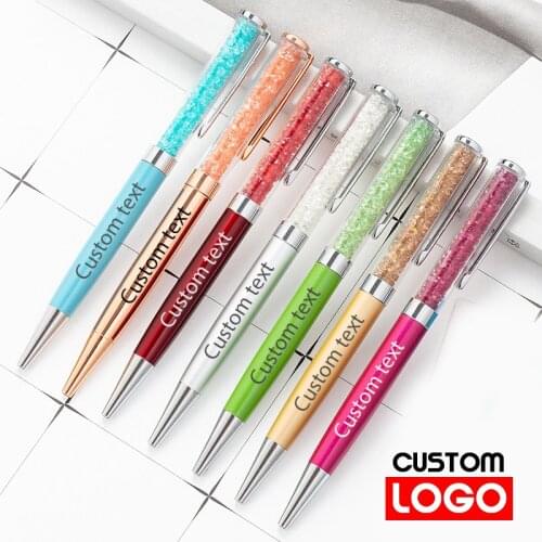 New Student Crystal Gel Pen Gift Diamond Pen School Stationery Wholesale Advertising Metal Ballpoint Pen Custom Logo Lettering