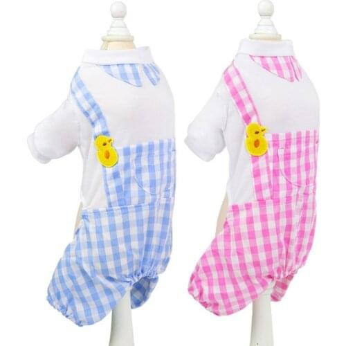 Pet Dog Clothes Plaid Soft Comfortable Puppy Jumpsuit Pajama Chihuahua Household Clothing Pet Costume Spring Summer