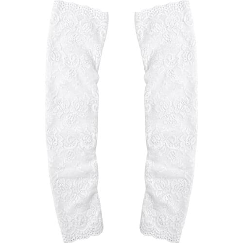 UV Sun Protection Breathable Arm Sleeves Ultra Thin Summer Long Gloves Womens Half Finger Lace Floral Fingerless Long Gloves