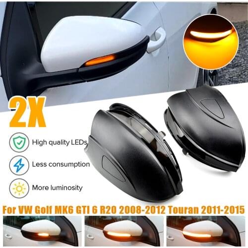 For VW GOLF 6 MK6 GTI R32 08-14 Touran Turn Signal LED Dynamic Side Rearview Mirror Blinker Indicator Sequentail Light