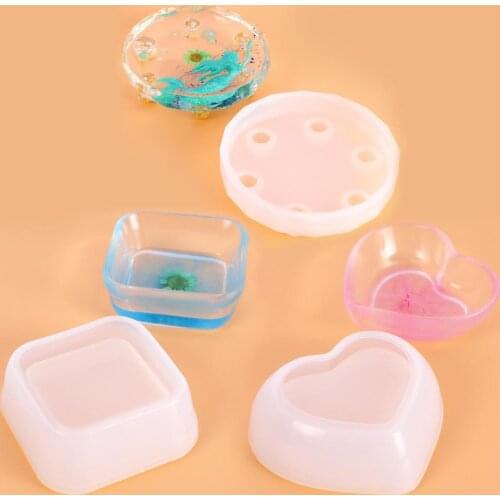 Crystal Silicone Mold love-shaped Square Round disc container tool Transparent UV Resin epoxy Molds Handmade