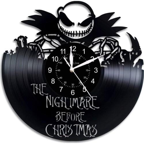 Christmas Eve horror vinyl record wall clock hollow out creative retro style wall clock