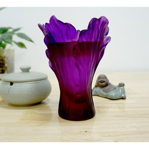 Glass Pot Desktop Pendant Luxury Crystal Art Arab Home Decoration Oriental High-end Rose Flower Design Vase Flower Pot Stained