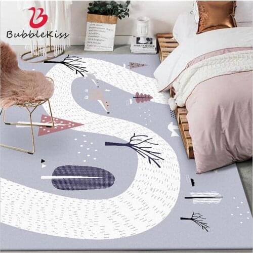 Bubble Kiss Nordic Style Gray Cartoon Animal Pattern Carpet Polyester Area Rugs for Living Room Home Bedroom Bedside Floor Mats