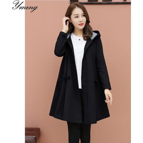 YMING Womens Jacket Coat Autumn And Winter Plus Size Loose Cape Coat Hooded Jacket Casual Comfortable Jacket Fashion Slim