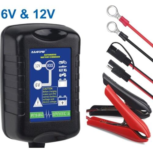 12v 6A Lead Acid Battery Charger For Motorcycle Boat Car AGM GEL WET VRLA Battery Intelligent Pulse Charging Automatic 100-240V