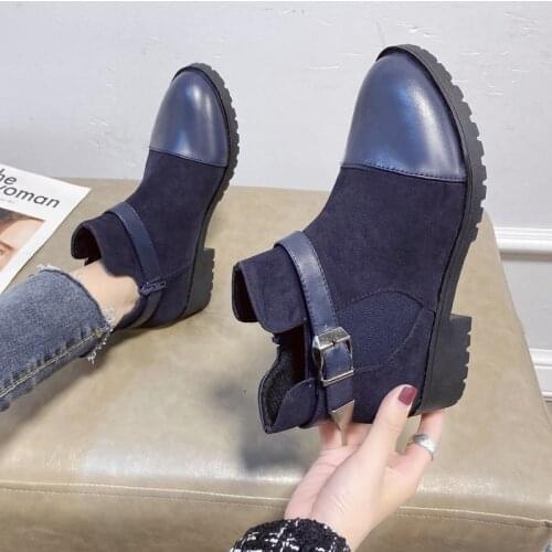 Womens Boots 2021 New Womens Winter Boots Waterproof and Warm Snow Botas Mujer Buckle Ankle Boots Low Heel Winter Shoes Women