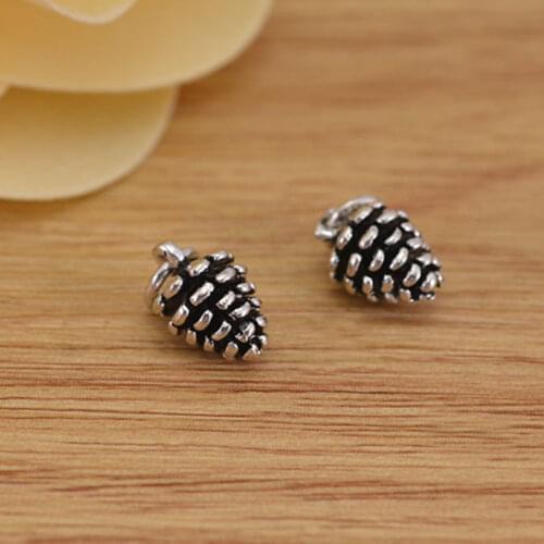 Buyee 100% 925 Sterling Silver DIY Jewelry Findings Vivid Pinecone Pendant Charms for Bracelet Anklet DIY Jewelry Accessories