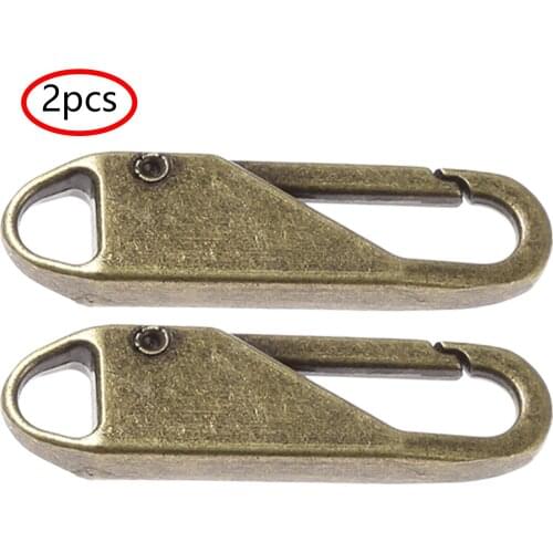 2 Instant Repair Zipper Puller Metal Zip Slider Head Backpack Luggage Zippers Spring Fixer Puller Tags Cord for Clothes Shoe Bag