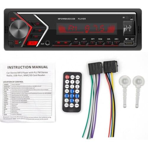 50% Hot Sales 505 12V Universal Colorful Lights Car MP3 Player Powerful Bluetooth AUX U Disk TF MP3 Radio Player for Auto Center