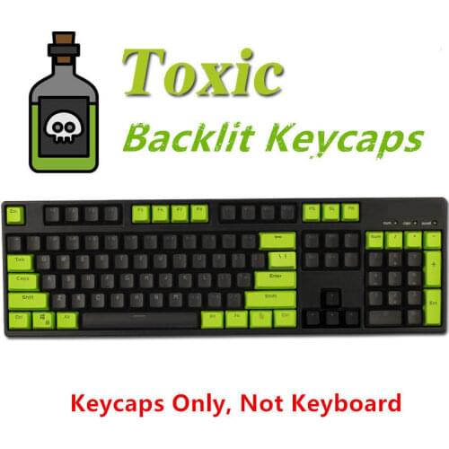 87/104 Keys Toxic PBT Keycap ANSI Translucent Backlit Keycaps Key caps for Cherry MX Mechanical Gaming Keyboard + Keycap Puller