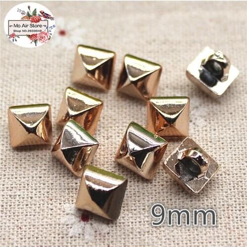 9mm 50pcs Fashion golden square plastic shank button for shirt,sewing button,garment accessories