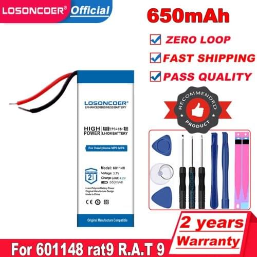 Top Brand 100% New 601148 3.7V 450MAH rat9 R.A.T 9 ,601248 used for bluetooth MP3,MP4,MP5 GPS DVD lithium battery 601250