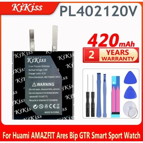 KiKiss 420mAh PL402120V Watch Battery for Huami AMAZFIT Ares Bip GTR Smart Sport Watch