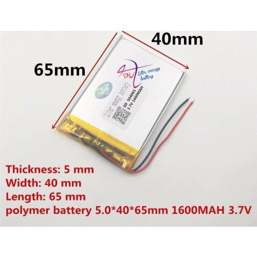 SD504065 3.7V rechargeable battery pack 1600mAh ,rechargeable 5v li ion polymer battery