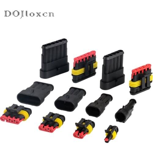 1 Set 1 2 3 4 5 6 Pin Super Seal AMP Automotive Black Waterproof Electrical Connector For Car Xenon Lamp Male And Female Plug