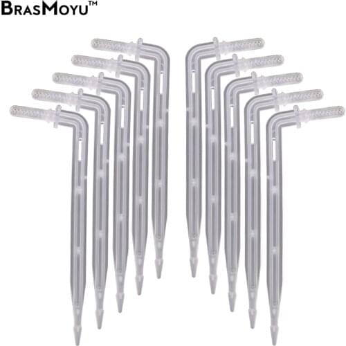 BRASMOYU 25PCS Garden Micro Irrigation Emitter 4/7mm Arrow Drip 11cm OD 4mm Bending Drop Garden Potted Irrigation Watering Tool