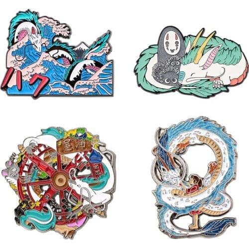 20pcs/lot J2745 White Dragon Hard Enamel Pin Kawaii Cartoon Animals Brooch Anime No Face Man Fan Collection Badge Unique Gift