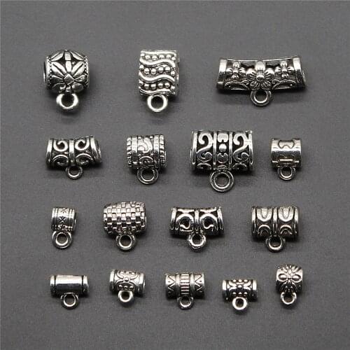 20pcs Charms Bails Beads Antique Silver Color Bails Beads Charms Jewelry Findings Bails Beads Connector