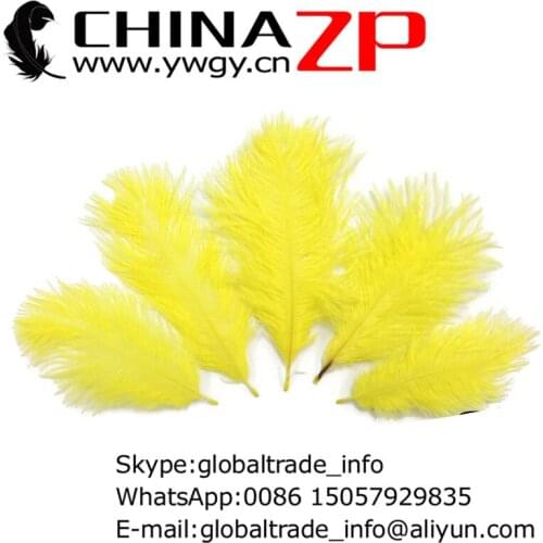 CHINAZP Factory 15~20cm(6-8inch) 200pcs/lot Fantastic DIY Decoration Dyed Yellow Ostrich Small Confetti Feathers