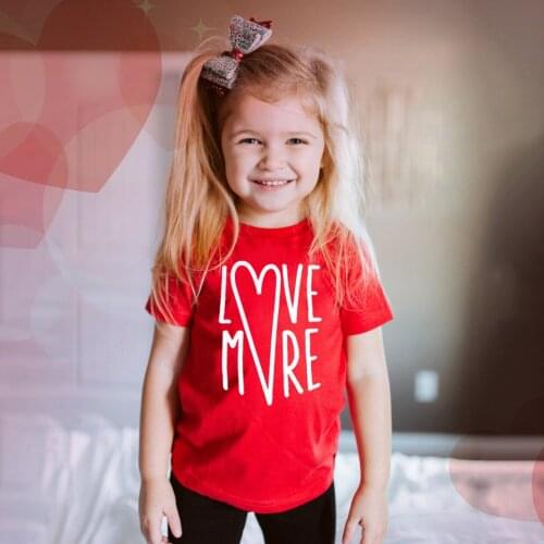 Love More Valentine T-shirt Kids Graphic Tee LOVE MORE Short Sleeve shirts Valentines Love Tees I Love You Crew Neck Tee