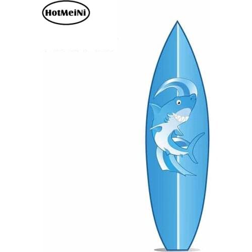 HotMeiNi 13cm x 3.7cm Surfboard Surfing Shark Funny Car Stickers and Decals DIY Motorcycle Laptop Bumper Window Car Wrap