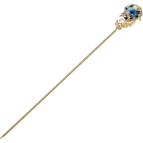 China vintage Cloisonne pearl wooden kimono hairpin court hanfu hair sticks accessories pan head tools bagpack