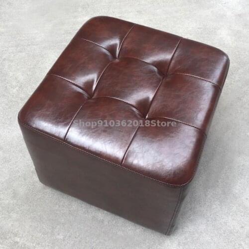 Leather Pier Sofa Stool Foot Step Stool Shoe Stool Household Tea Table Stool Doorstep Shoe Stool Leather Stool Living Room Squar