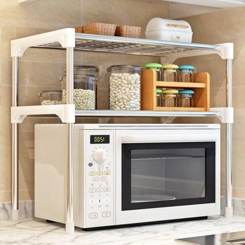 Kitchen Storage Shelf Rack Multi-functional Microwave Oven Shelving Unit 2/3 Tier Toilet Shower Room Shelf Rack Standing Type