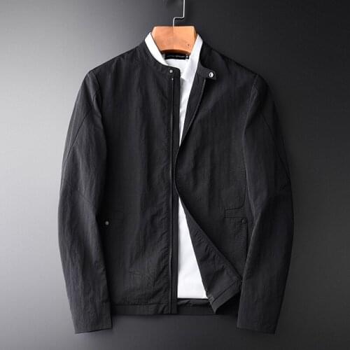 Stand Collar Male Spring Autumn Luxury Black Solid Color Simple Mens Jackets And Coats Slim Fit Man Jacket 4XL